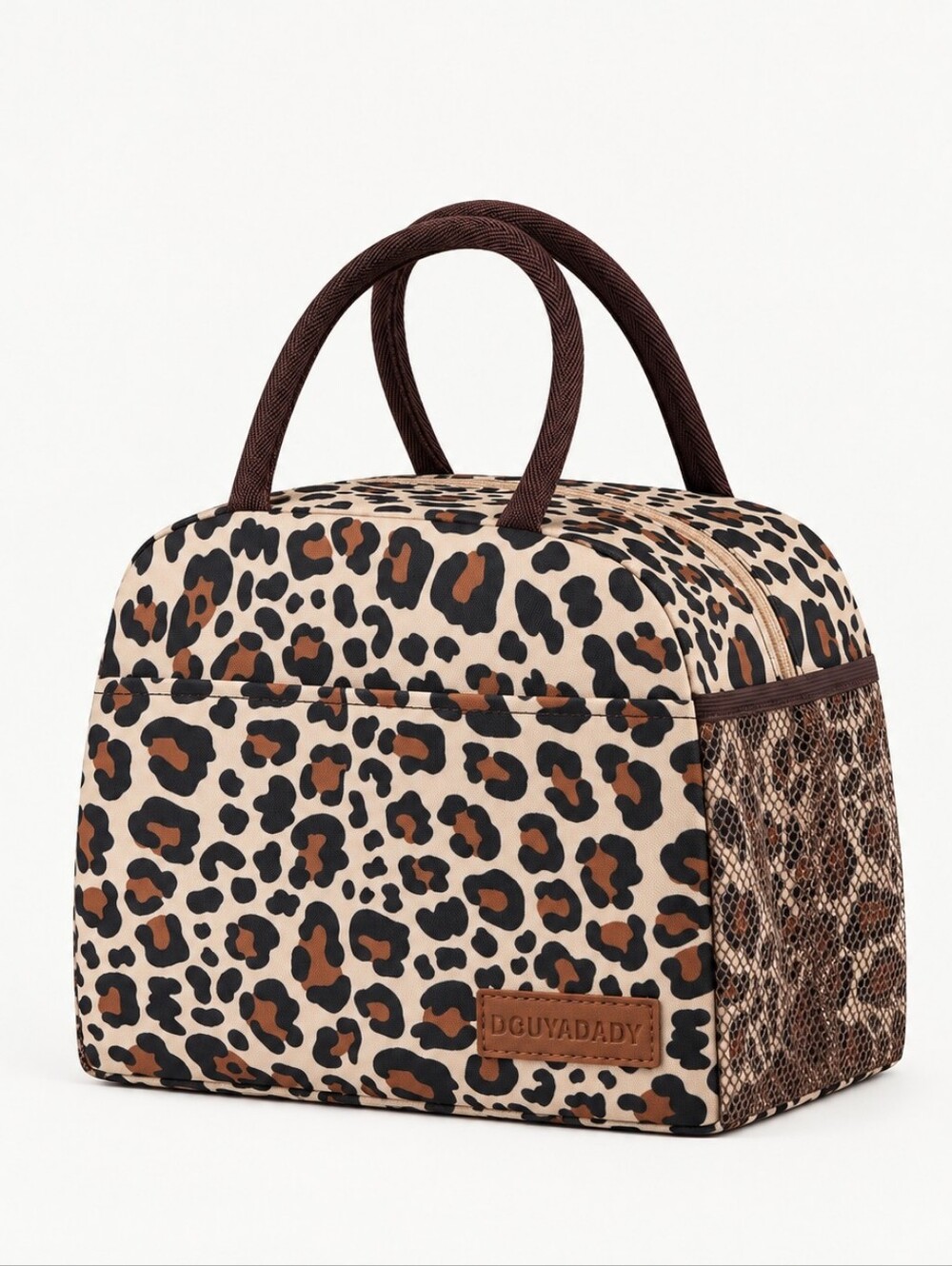 Women's Leopard Print Insulated Lunch Makeup Toiletries Bag Travel Camping Etc.